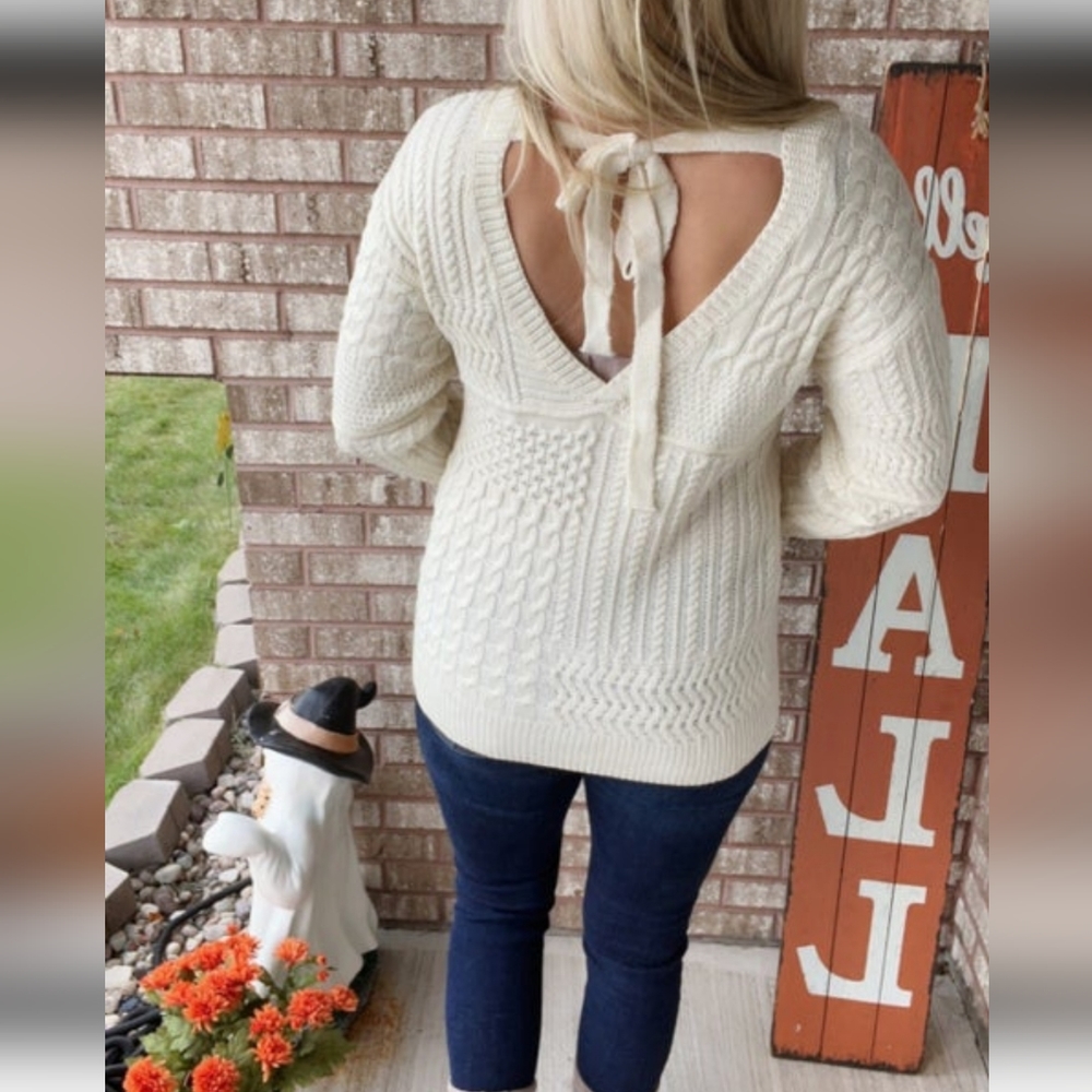 Cozy open back knit sweater